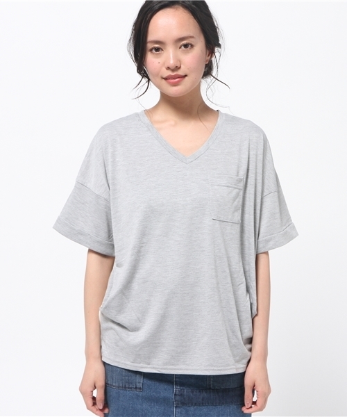 OUTLET（アウトレット）の「【Discoat】後ロ異素材使イP/O（Tシャツ/カットソー・レディース・杢グレー・FREE）」の2枚目の写真