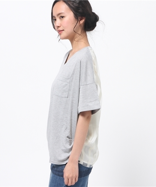 OUTLET（アウトレット）の「【Discoat】後ロ異素材使イP/O（Tシャツ/カットソー・レディース・杢グレー・FREE）」の3枚目の写真