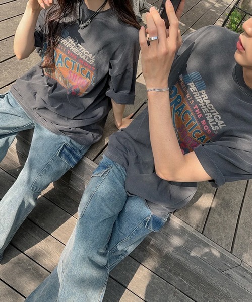 NOWLE(ノウル)の「【NOWLE】ピグメント加工 ヴィンテージライク グラフィックプリント 半袖 Tシャツ / ユニセックス(Tシャツ/カットソー・メンズ・グレー・SMALL/MEDIUM/LARGE/X-LARGE)」の6枚目の写真
