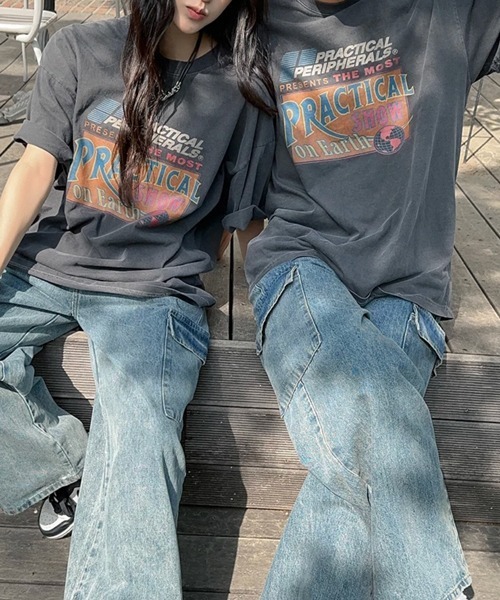 NOWLE(ノウル)の「【NOWLE】ピグメント加工 ヴィンテージライク グラフィックプリント 半袖 Tシャツ / ユニセックス(Tシャツ/カットソー・メンズ・グレー・SMALL/MEDIUM/LARGE/X-LARGE)」の5枚目の写真