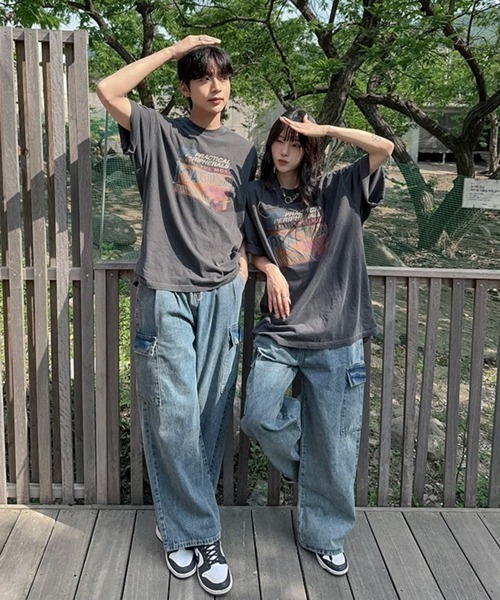 NOWLE(ノウル)の「【NOWLE】ピグメント加工 ヴィンテージライク グラフィックプリント 半袖 Tシャツ / ユニセックス(Tシャツ/カットソー・メンズ・グレー・SMALL/MEDIUM/LARGE/X-LARGE)」の2枚目の写真