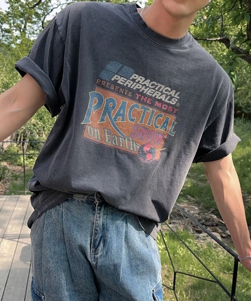 NOWLE(ノウル)の「【NOWLE】ピグメント加工 ヴィンテージライク グラフィックプリント 半袖 Tシャツ / ユニセックス(Tシャツ/カットソー・メンズ・グレー・SMALL/MEDIUM/LARGE/X-LARGE)」の10枚目の写真