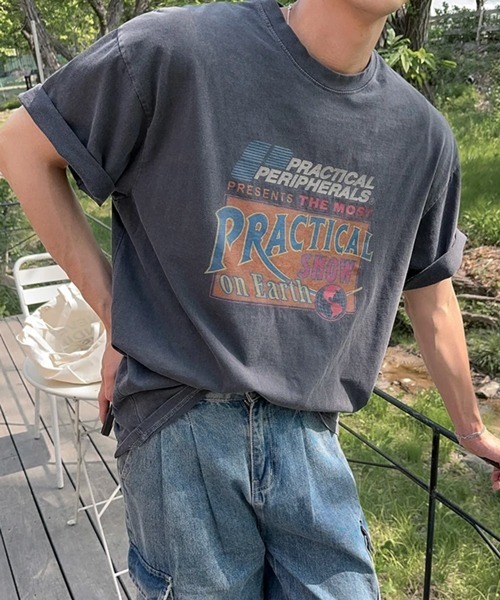 NOWLE(ノウル)の「【NOWLE】ピグメント加工 ヴィンテージライク グラフィックプリント 半袖 Tシャツ / ユニセックス(Tシャツ/カットソー・メンズ・グレー・SMALL/MEDIUM/LARGE/X-LARGE)」の9枚目の写真
