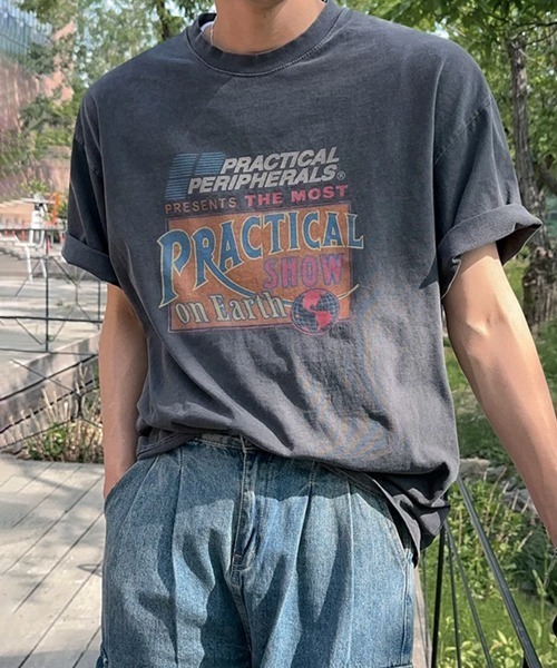 NOWLE(ノウル)の「【NOWLE】ピグメント加工 ヴィンテージライク グラフィックプリント 半袖 Tシャツ / ユニセックス(Tシャツ/カットソー・メンズ・グレー・SMALL/MEDIUM/LARGE/X-LARGE)」の8枚目の写真