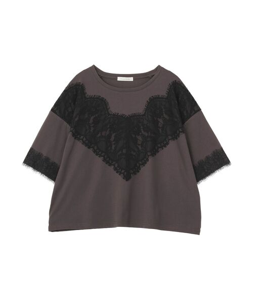 Green Parks(グリーンパークス)の「レースドッキング半袖プルオーバー(Tシャツ/カットソー・レディース・オフホワイト/チャコールグレー・FREE)」の17枚目の写真
