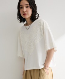 レースドッキング半袖プルオーバー