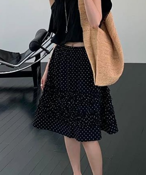 semplice（センプリチェ）の「ひざ丈スカート【韓国ファッション】（スカート・レディース・ホワイト/ブラック・F）」の11枚目の写真