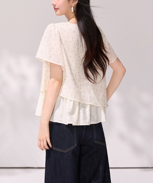 LUCPY（ラクピー）の「ドットシアーレイヤードブラウス（シャツ/ブラウス・レディース・アイボリー・X-LARGE/LARGE/MEDIUM/SMALL）」の4枚目の写真