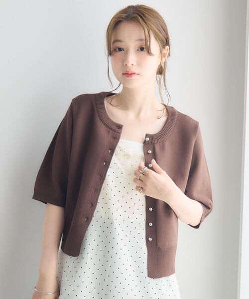 RETRO GIRL(レトロガール)の「メタル釦半袖カーデ(カーディガン/ボレロ・レディース・ブラウン/ブラック/ホワイト系その他/レッド・FREE)」の19枚目の写真
