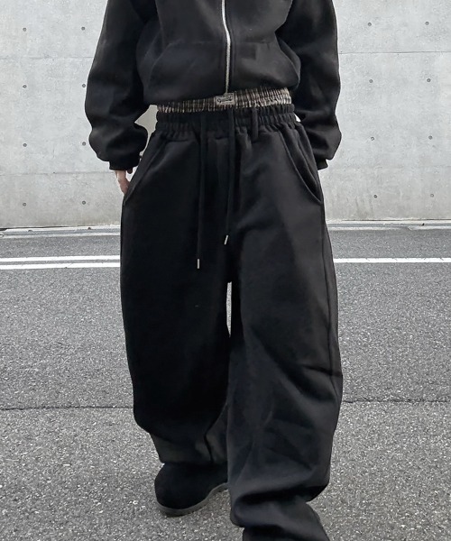 YACA（ヤーカ）の「Layered Sweat Pants/レイヤードスウェットパンツ（スウェットパンツ・レディース・ブラック/グレー・FREE）」の6枚目の写真