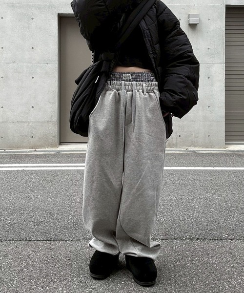 YACA（ヤーカ）の「Layered Sweat Pants/レイヤードスウェットパンツ（スウェットパンツ・レディース・ブラック/グレー・FREE）」の11枚目の写真