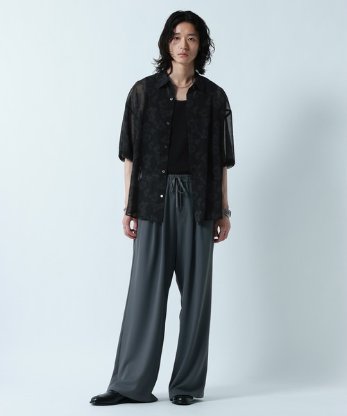 RAGEBLUE（レイジブルー）の「SHEER FLOWER LOOSE SILHOUETTE SHIRTS/シアーフラワー柄ルーズシルエットシャツ（シャツ/ブラウス・メンズ・ホワイト/ブラック/グレー・MEDIUM/LARGE）」の4枚目の写真