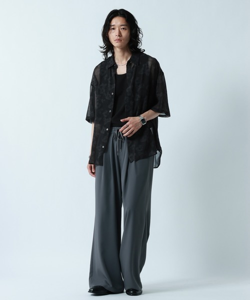 RAGEBLUE（レイジブルー）の「SHEER FLOWER LOOSE SILHOUETTE SHIRTS/シアーフラワー柄ルーズシルエットシャツ（シャツ/ブラウス・メンズ・ホワイト/ブラック/グレー・MEDIUM/LARGE）」の7枚目の写真