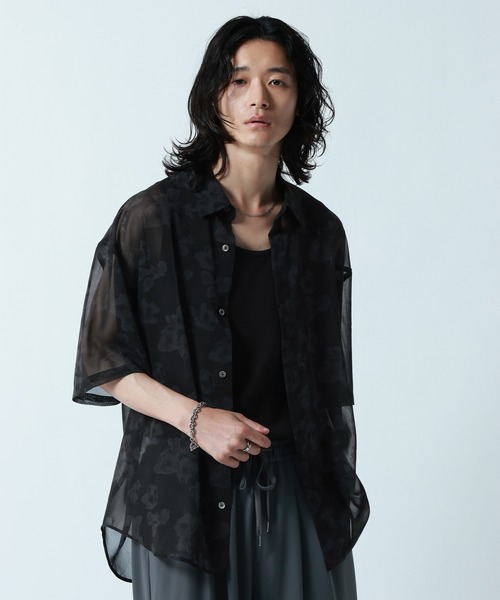 RAGEBLUE（レイジブルー）の「SHEER FLOWER LOOSE SILHOUETTE SHIRTS/シアーフラワー柄ルーズシルエットシャツ（シャツ/ブラウス・メンズ・ホワイト/ブラック/グレー・MEDIUM/LARGE）」の9枚目の写真
