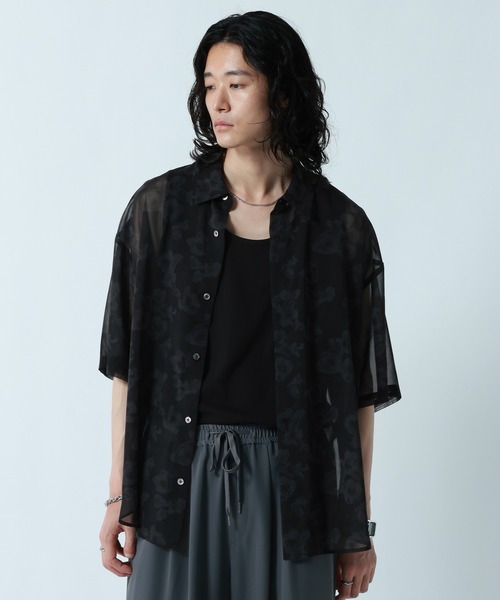 RAGEBLUE（レイジブルー）の「SHEER FLOWER LOOSE SILHOUETTE SHIRTS/シアーフラワー柄ルーズシルエットシャツ（シャツ/ブラウス・メンズ・ホワイト/ブラック/グレー・MEDIUM/LARGE）」の10枚目の写真