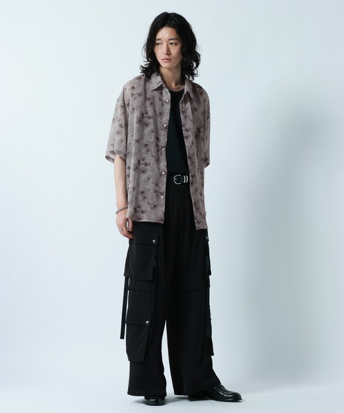 RAGEBLUE（レイジブルー）の「SHEER FLOWER LOOSE SILHOUETTE SHIRTS/シアーフラワー柄ルーズシルエットシャツ（シャツ/ブラウス・メンズ・ホワイト/ブラック/グレー・MEDIUM/LARGE）」の13枚目の写真