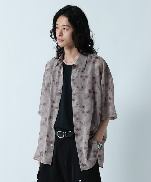 RAGEBLUE（レイジブルー）の「SHEER FLOWER LOOSE SILHOUETTE SHIRTS/シアーフラワー柄ルーズシルエットシャツ（シャツ/ブラウス・メンズ・ホワイト/ブラック/グレー・MEDIUM/LARGE）」の18枚目の写真
