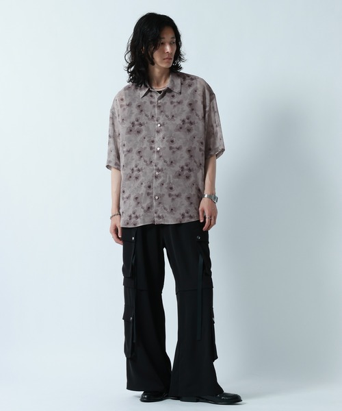 RAGEBLUE（レイジブルー）の「SHEER FLOWER LOOSE SILHOUETTE SHIRTS/シアーフラワー柄ルーズシルエットシャツ（シャツ/ブラウス・メンズ・ホワイト/ブラック/グレー・MEDIUM/LARGE）」の15枚目の写真