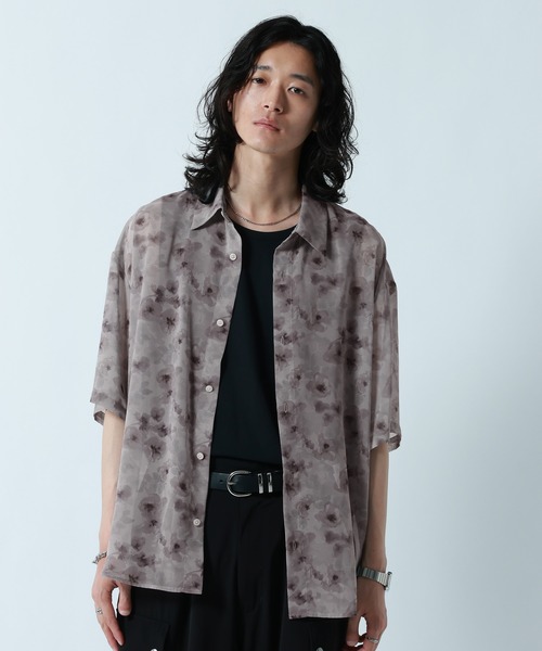 RAGEBLUE（レイジブルー）の「SHEER FLOWER LOOSE SILHOUETTE SHIRTS/シアーフラワー柄ルーズシルエットシャツ（シャツ/ブラウス・メンズ・ホワイト/ブラック/グレー・MEDIUM/LARGE）」の16枚目の写真