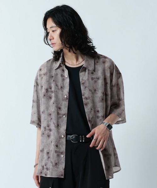 RAGEBLUE（レイジブルー）の「SHEER FLOWER LOOSE SILHOUETTE SHIRTS/シアーフラワー柄ルーズシルエットシャツ（シャツ/ブラウス・メンズ・ホワイト/ブラック/グレー・MEDIUM/LARGE）」の17枚目の写真