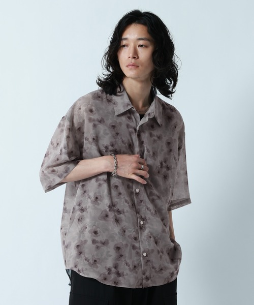 RAGEBLUE（レイジブルー）の「SHEER FLOWER LOOSE SILHOUETTE SHIRTS/シアーフラワー柄ルーズシルエットシャツ（シャツ/ブラウス・メンズ・ホワイト/ブラック/グレー・MEDIUM/LARGE）」の19枚目の写真