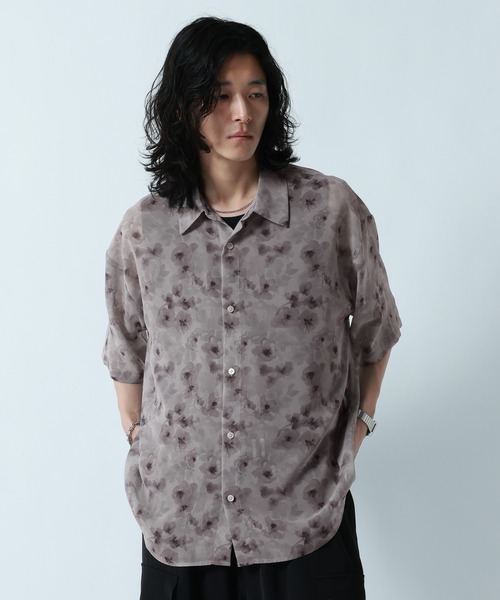 RAGEBLUE（レイジブルー）の「SHEER FLOWER LOOSE SILHOUETTE SHIRTS/シアーフラワー柄ルーズシルエットシャツ（シャツ/ブラウス・メンズ・ホワイト/ブラック/グレー・MEDIUM/LARGE）」の20枚目の写真