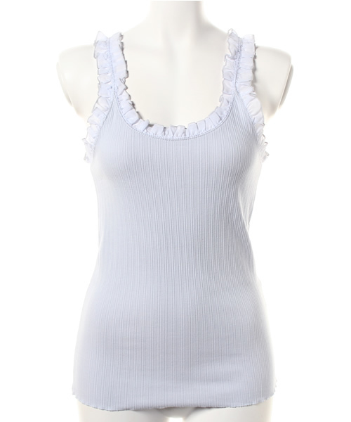 one after another NICE CLAUP（ワンアフターアナザーナイスクラップ）の「フリルタンクトップ（タンクトップ・レディース・アイボリー/ピンク/サックスブルー/グレー/ネイビー・FREE）」の4枚目の写真