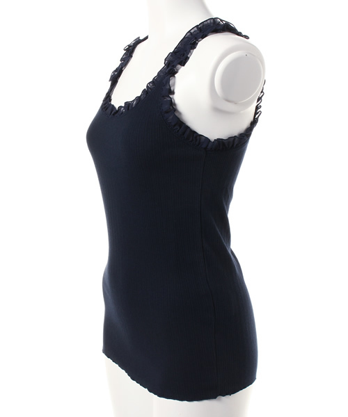 one after another NICE CLAUP（ワンアフターアナザーナイスクラップ）の「フリルタンクトップ（タンクトップ・レディース・アイボリー/ピンク/サックスブルー/グレー/ネイビー・FREE）」の6枚目の写真