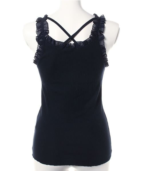 one after another NICE CLAUP（ワンアフターアナザーナイスクラップ）の「フリルタンクトップ（タンクトップ・レディース・アイボリー/ピンク/サックスブルー/グレー/ネイビー・FREE）」の7枚目の写真