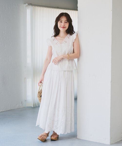 La boutique BonBon(ラブティックボンボン)の「【SETUP可・今すぐお届け】カットワークレースブラウス(シャツ/ブラウス・レディース・ホワイト/ブラック・FREE)」の7枚目の写真