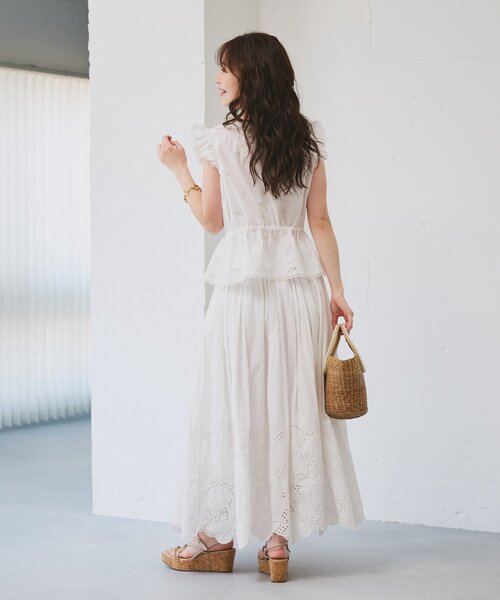 La boutique BonBon(ラブティックボンボン)の「【SETUP可・今すぐお届け】カットワークレースブラウス(シャツ/ブラウス・レディース・ホワイト/ブラック・FREE)」の9枚目の写真
