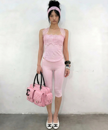 BNFROM（ビーエヌフロム）の「BABY PINK LACE HOLTER TOP（Tシャツ/カットソー）」