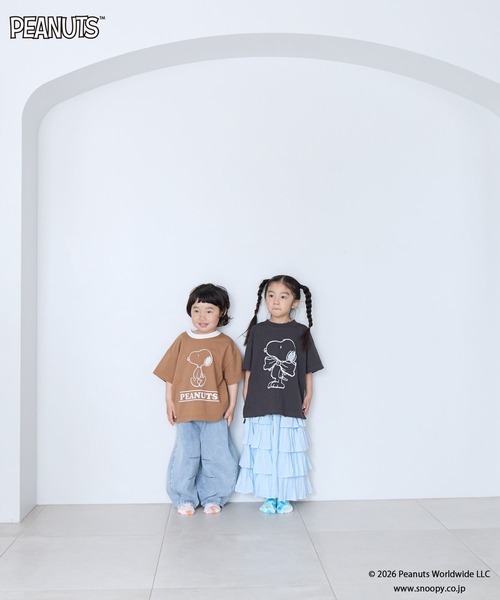 LOWRYS FARM（ローリーズファーム）の「【SNOOPY】クラッシュTシャツ　 656759（Tシャツ/カットソー・キッズ・チャコールグレー/オフホワイト/ライトブルー・110cm/120cm/150cm/140cm/130cm）」の9枚目の写真