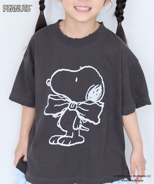 LOWRYS FARM（ローリーズファーム）の「【SNOOPY】クラッシュTシャツ　 656759（Tシャツ/カットソー・キッズ・チャコールグレー/オフホワイト/ライトブルー・110cm/120cm/150cm/140cm/130cm）」の15枚目の写真