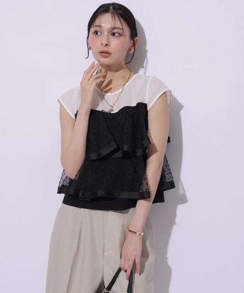 Apuweiser-riche（アプワイザーリッシェ）の「ティアードラッフルビスチェブラウス（シャツ/ブラウス・レディース・ホワイト/ブラック系その他2・2/1）」の4枚目の写真