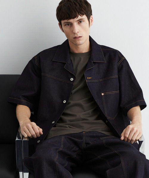 数量限定/SETUP可】9.5oz LINEN DENIM ワークシャツ S/S ｜リネン混