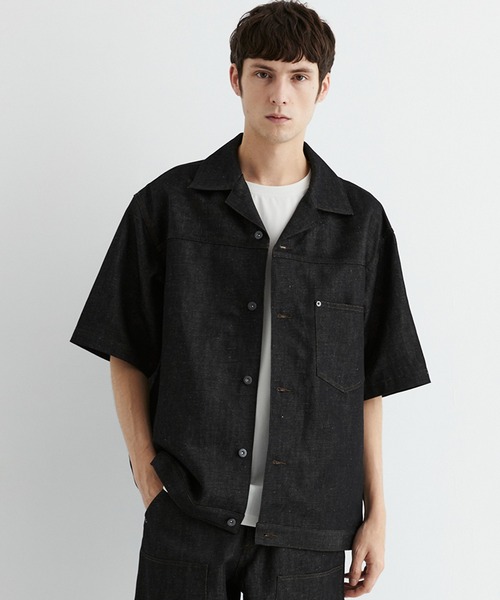 UNITED TOKYO(ユナイテッドトウキョウ)の「再入荷なし残りわずか【数量限定】9.5oz LINEN DENIM ワークシャツ S/S |リネン混/サマーデニム/防臭性/抗菌/抗酸化/梅雨対策/べた付き防止/ムレ防止(シャツ/ブラウス・メンズ・ブラック/ダークインディゴブルー/アイボリー・1/2)」の1枚目の写真