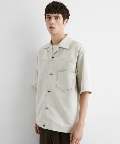 UNITED TOKYO(ユナイテッドトウキョウ)の「再入荷なし残りわずか【数量限定】9.5oz LINEN DENIM ワークシャツ S/S |リネン混/サマーデニム/防臭性/抗菌/抗酸化/梅雨対策/べた付き防止/ムレ防止(シャツ/ブラウス・メンズ・ブラック/ダークインディゴブルー/アイボリー・1/2)」の22枚目の写真