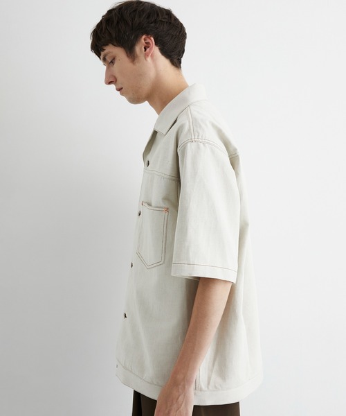 UNITED TOKYO(ユナイテッドトウキョウ)の「再入荷なし残りわずか【数量限定】9.5oz LINEN DENIM ワークシャツ S/S |リネン混/サマーデニム/防臭性/抗菌/抗酸化/梅雨対策/べた付き防止/ムレ防止(シャツ/ブラウス・メンズ・ブラック/ダークインディゴブルー/アイボリー・1/2)」の21枚目の写真