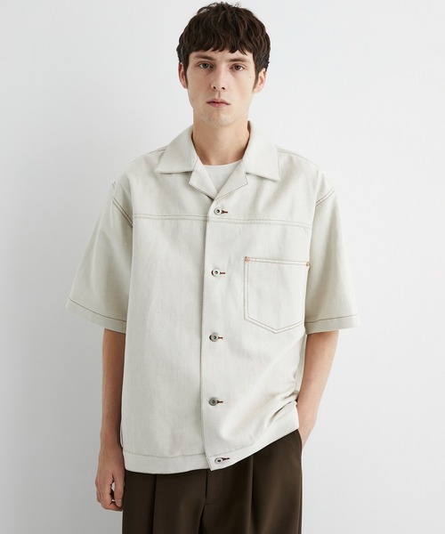 UNITED TOKYO(ユナイテッドトウキョウ)の「再入荷なし残りわずか【数量限定】9.5oz LINEN DENIM ワークシャツ S/S |リネン混/サマーデニム/防臭性/抗菌/抗酸化/梅雨対策/べた付き防止/ムレ防止(シャツ/ブラウス・メンズ・ブラック/ダークインディゴブルー/アイボリー・1/2)」の19枚目の写真