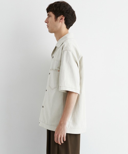 UNITED TOKYO(ユナイテッドトウキョウ)の「再入荷なし残りわずか【数量限定】9.5oz LINEN DENIM ワークシャツ S/S |リネン混/サマーデニム/防臭性/抗菌/抗酸化/梅雨対策/べた付き防止/ムレ防止(シャツ/ブラウス・メンズ・ブラック/ダークインディゴブルー/アイボリー・1/2)」の17枚目の写真