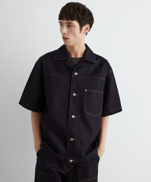 UNITED TOKYO(ユナイテッドトウキョウ)の「再入荷なし残りわずか【数量限定】9.5oz LINEN DENIM ワークシャツ S/S |リネン混/サマーデニム/防臭性/抗菌/抗酸化/梅雨対策/べた付き防止/ムレ防止(シャツ/ブラウス・メンズ・ブラック/ダークインディゴブルー/アイボリー・1/2)」の14枚目の写真
