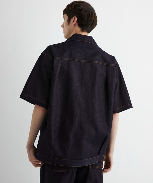 UNITED TOKYO(ユナイテッドトウキョウ)の「再入荷なし残りわずか【数量限定】9.5oz LINEN DENIM ワークシャツ S/S |リネン混/サマーデニム/防臭性/抗菌/抗酸化/梅雨対策/べた付き防止/ムレ防止(シャツ/ブラウス・メンズ・ブラック/ダークインディゴブルー/アイボリー・1/2)」の12枚目の写真