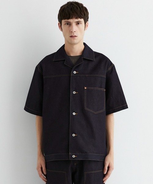 UNITED TOKYO(ユナイテッドトウキョウ)の「再入荷なし残りわずか【数量限定】9.5oz LINEN DENIM ワークシャツ S/S |リネン混/サマーデニム/防臭性/抗菌/抗酸化/梅雨対策/べた付き防止/ムレ防止(シャツ/ブラウス・メンズ・ブラック/ダークインディゴブルー/アイボリー・1/2)」の11枚目の写真