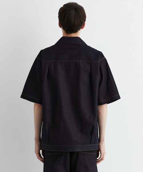 UNITED TOKYO(ユナイテッドトウキョウ)の「再入荷なし残りわずか【数量限定】9.5oz LINEN DENIM ワークシャツ S/S |リネン混/サマーデニム/防臭性/抗菌/抗酸化/梅雨対策/べた付き防止/ムレ防止(シャツ/ブラウス・メンズ・ブラック/ダークインディゴブルー/アイボリー・1/2)」の9枚目の写真