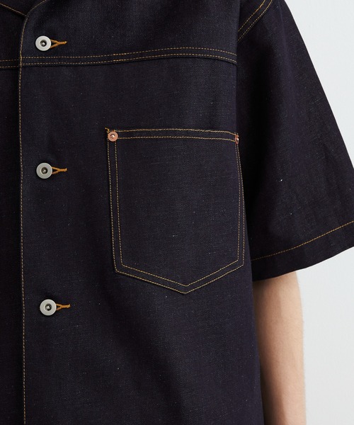 UNITED TOKYO(ユナイテッドトウキョウ)の「再入荷なし残りわずか【数量限定】9.5oz LINEN DENIM ワークシャツ S/S |リネン混/サマーデニム/防臭性/抗菌/抗酸化/梅雨対策/べた付き防止/ムレ防止(シャツ/ブラウス・メンズ・ブラック/ダークインディゴブルー/アイボリー・1/2)」の7枚目の写真