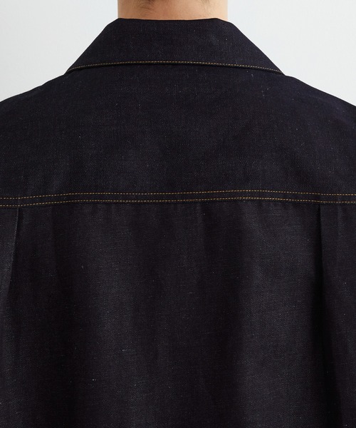 UNITED TOKYO(ユナイテッドトウキョウ)の「再入荷なし残りわずか【数量限定】9.5oz LINEN DENIM ワークシャツ S/S |リネン混/サマーデニム/防臭性/抗菌/抗酸化/梅雨対策/べた付き防止/ムレ防止(シャツ/ブラウス・メンズ・ブラック/ダークインディゴブルー/アイボリー・1/2)」の6枚目の写真