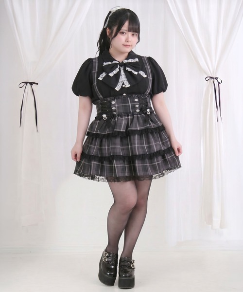 DearMyLoveWhip(ディアマイラブホイップ)の「フリルたっぷりレースアップリボンスカート(スカート・レディース・ホワイト/ブラック/グレー・4L/5L)」の5枚目の写真