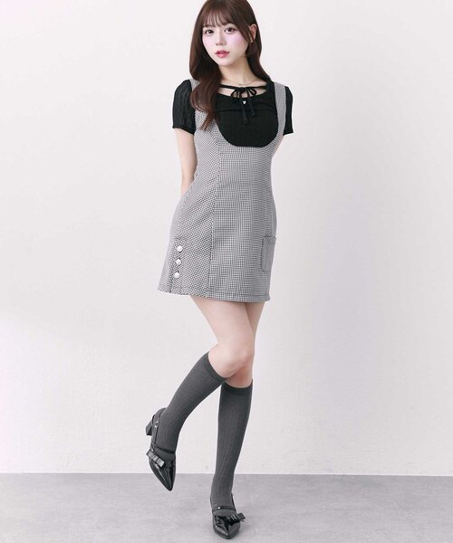 Belle Charme(ベルシャルム)の「【Belle Charme】Heart Charm Lace Short Tops(Tシャツ/カットソー・レディース・オフホワイト/ブラック・FREE)」の10枚目の写真