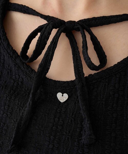 Belle Charme(ベルシャルム)の「【Belle Charme】Heart Charm Lace Short Tops(Tシャツ/カットソー・レディース・オフホワイト/ブラック・FREE)」の11枚目の写真